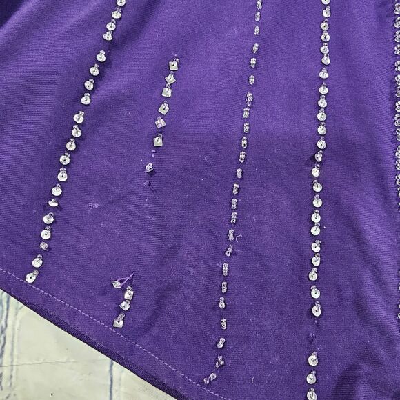 Betsy & Adam WOMENS SIZE 0 Purple Metallic Halter Formal Evening Dress Gown - Picture 10 of 16